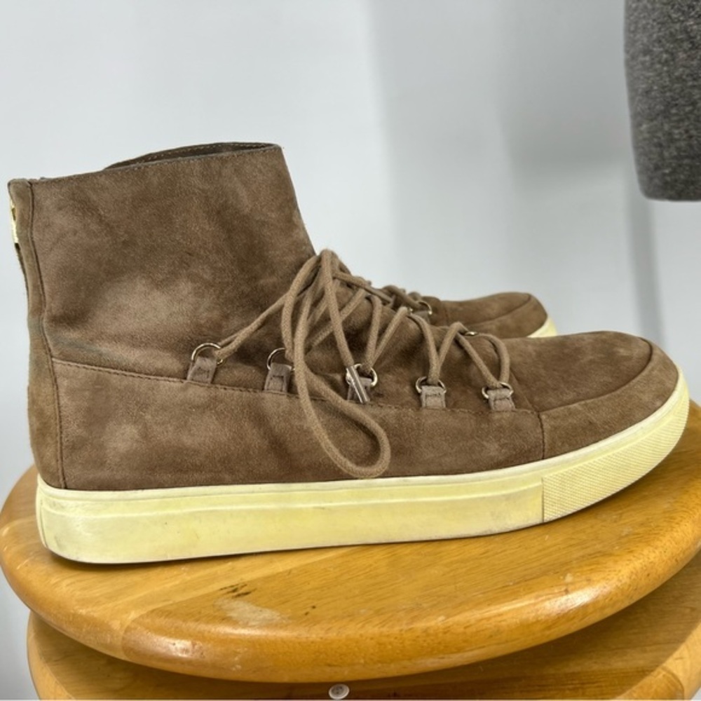 Sudini tan suede back, zip, ankle desert boot 8